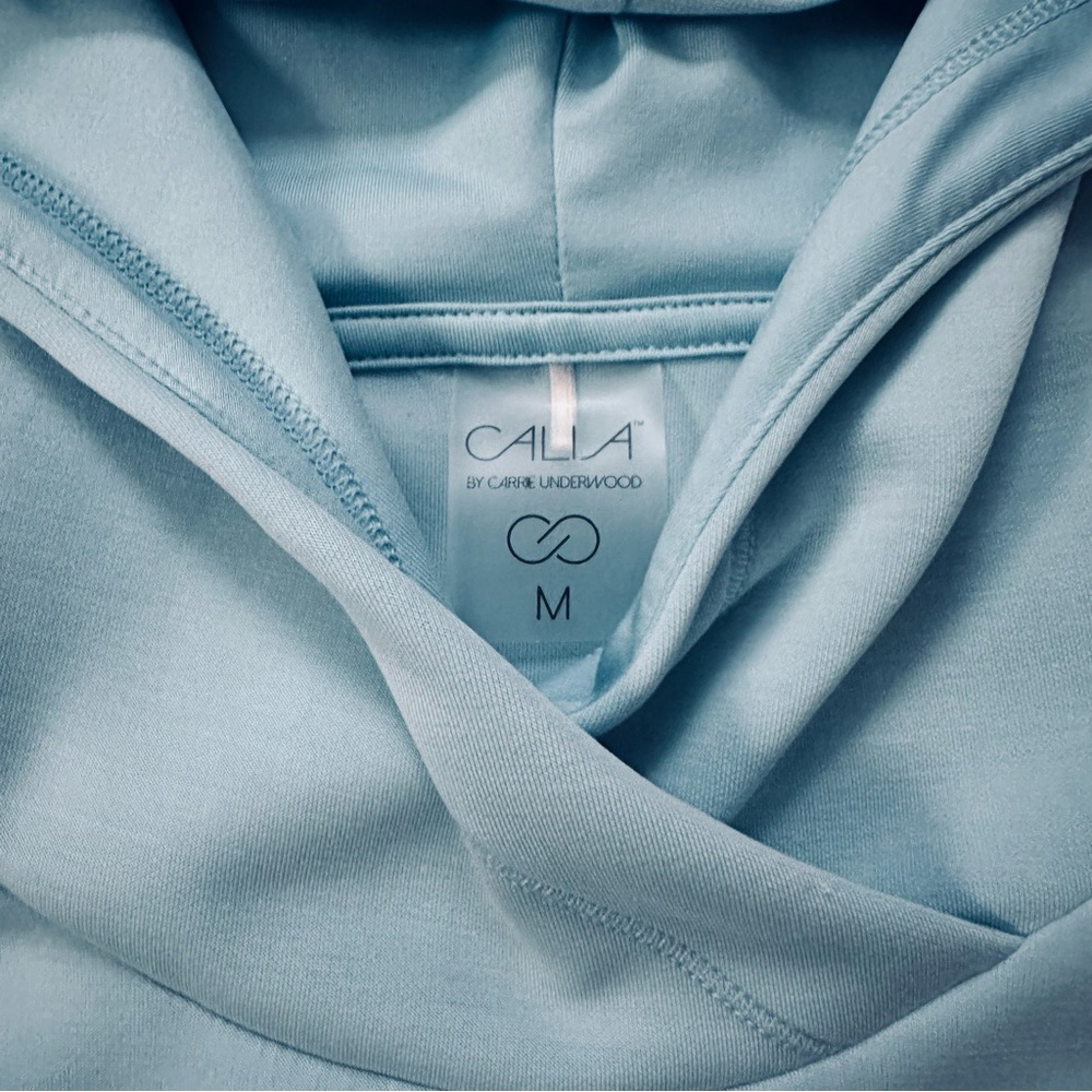 CALIA Ruched Shoulder Hoodie Oversized Sweatshirt Glacier Blue Size Medium - Picture 6 of 12